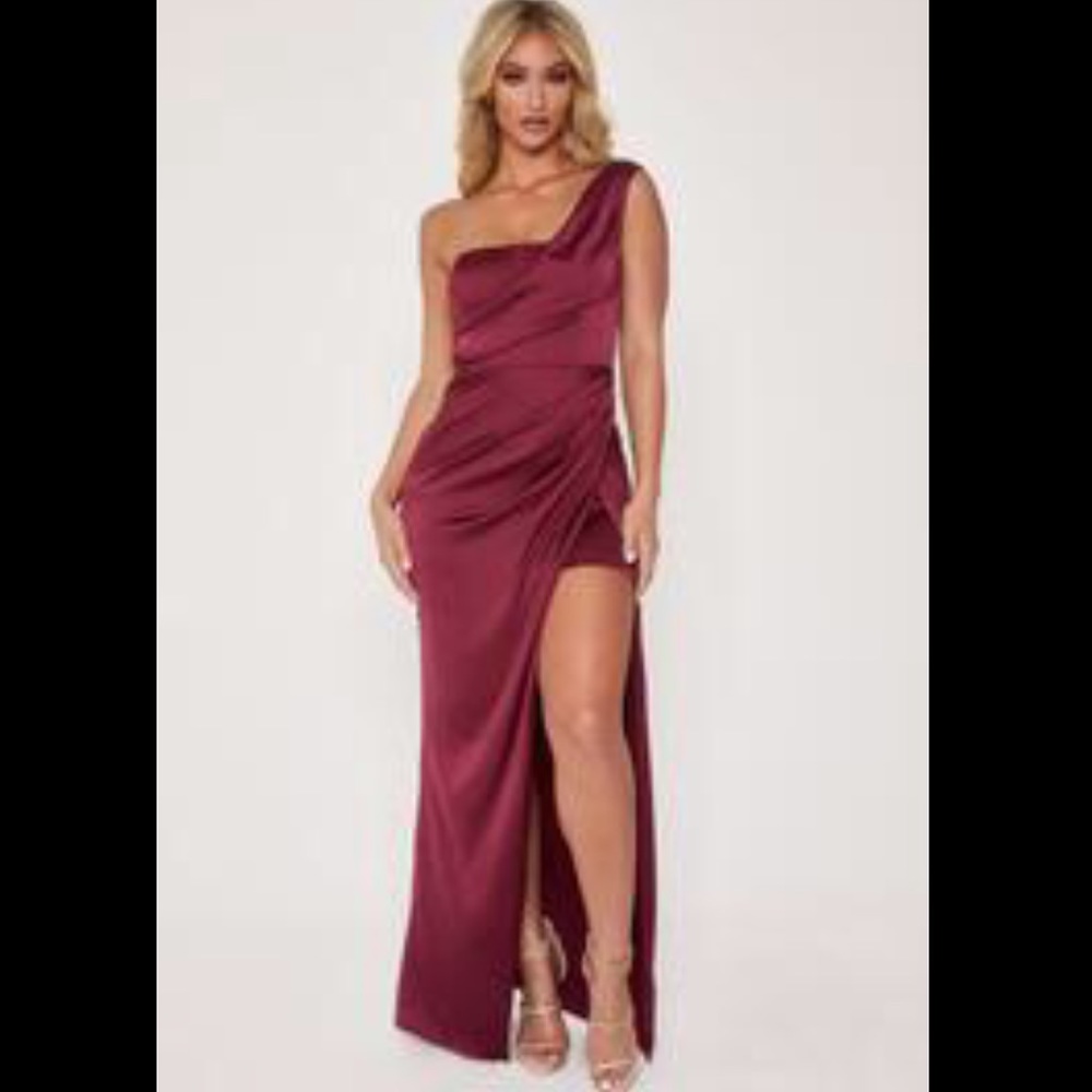 Corsetted Asymmetric Drape Maxi Dress